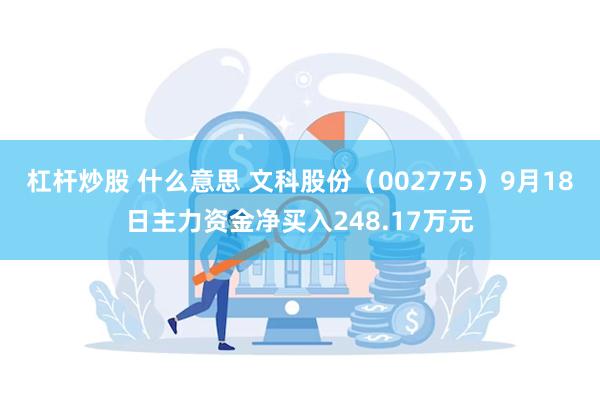 杠杆炒股 什么意思 文科股份（002775）9月18日主力资金净买入248.17万元